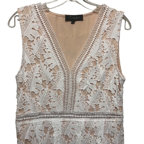 Anthropology RD Koko Romantic White Lace Overlay Cottagecore Sleeveless Dress L - Picture 5 of 15